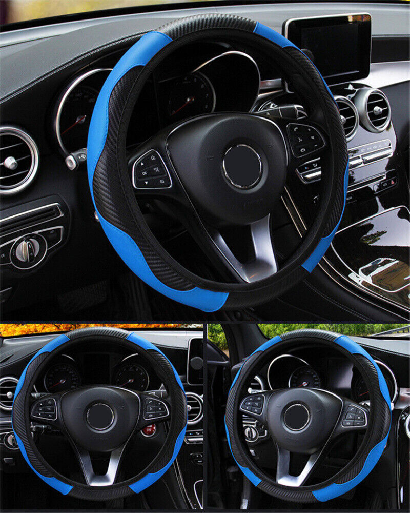 Leather Car Steering Wheel Cover Anti-slip Accessories Universal 38CM/15inch