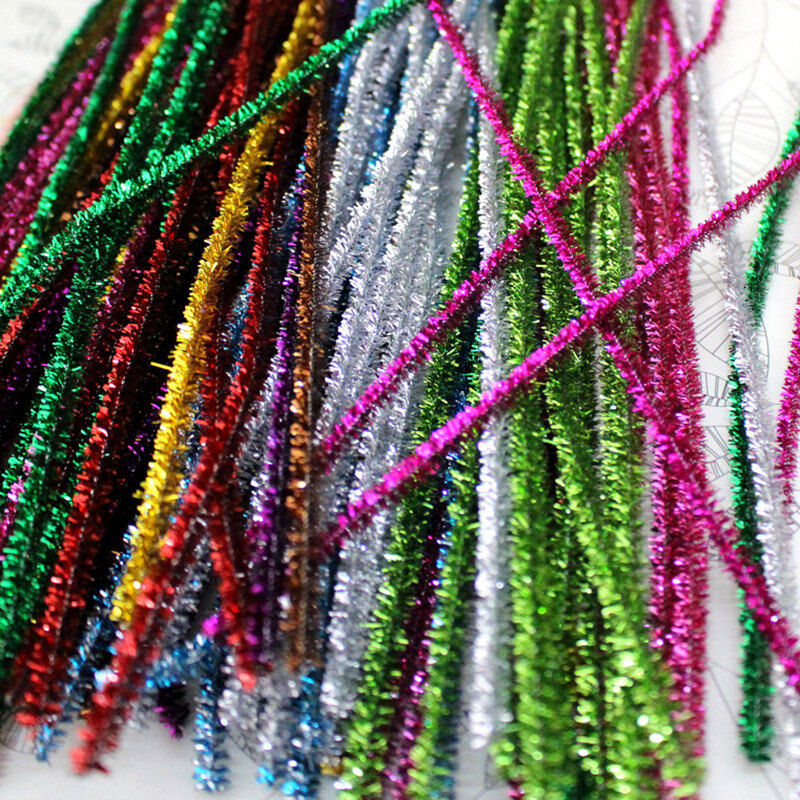 Glitter Chenille Sticks Infused Pipe Cleaners Stems 30cm craft Asst Colours