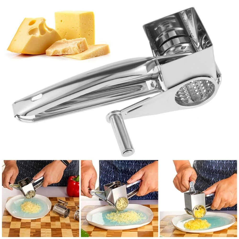 4 Set Multifunction Rotary Cheese Grater Hand Held Cut Slicer Stainless Steel