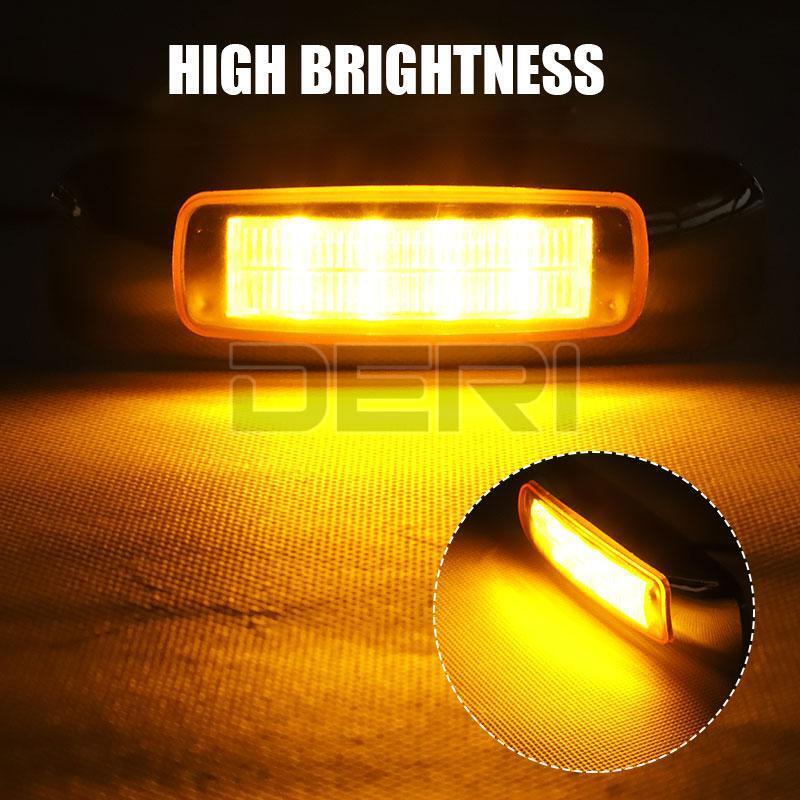 4x 12V 24V Amber 8 LED Truck Side Marker Light Clearance Lamps Trailer RV Lamp