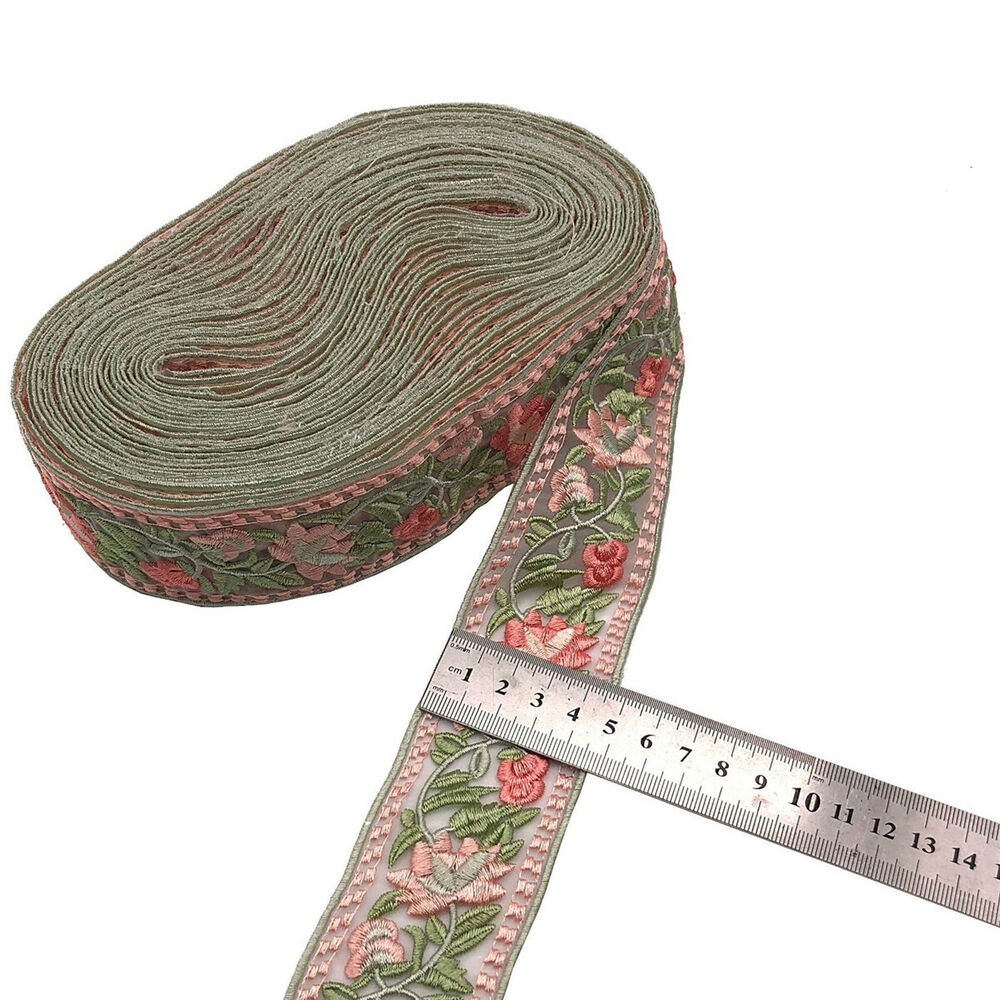 1 Yard Vintage Ethnic Flower Embroidery Ribbon Lace Trim DIY Clothes Accessories