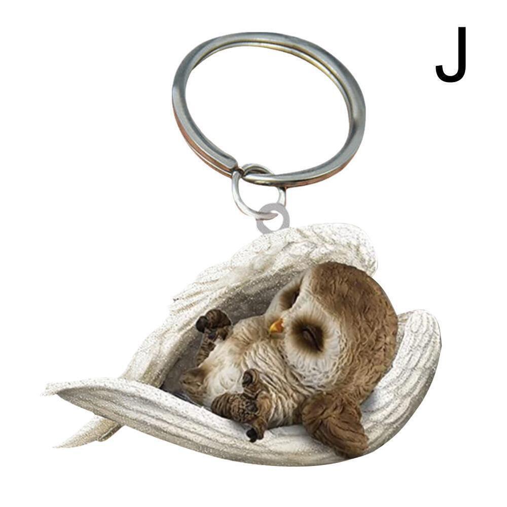 Hanging Ornament Keychain Cute Sleeping Angel Animal Pendant Wing Car Gift