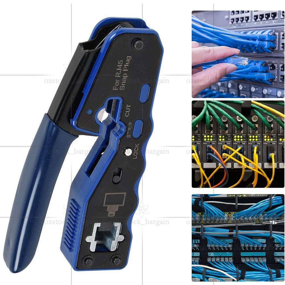 RJ45 Crimper EZ Cat 5e 6 7 HD Pass Through Network Connector Tool Crimping Plier