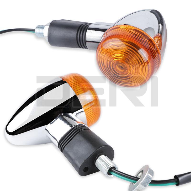 4x Universal Bullet Motorcycle Turn Signal Amber Indicators Lamp Blinkers Chrome