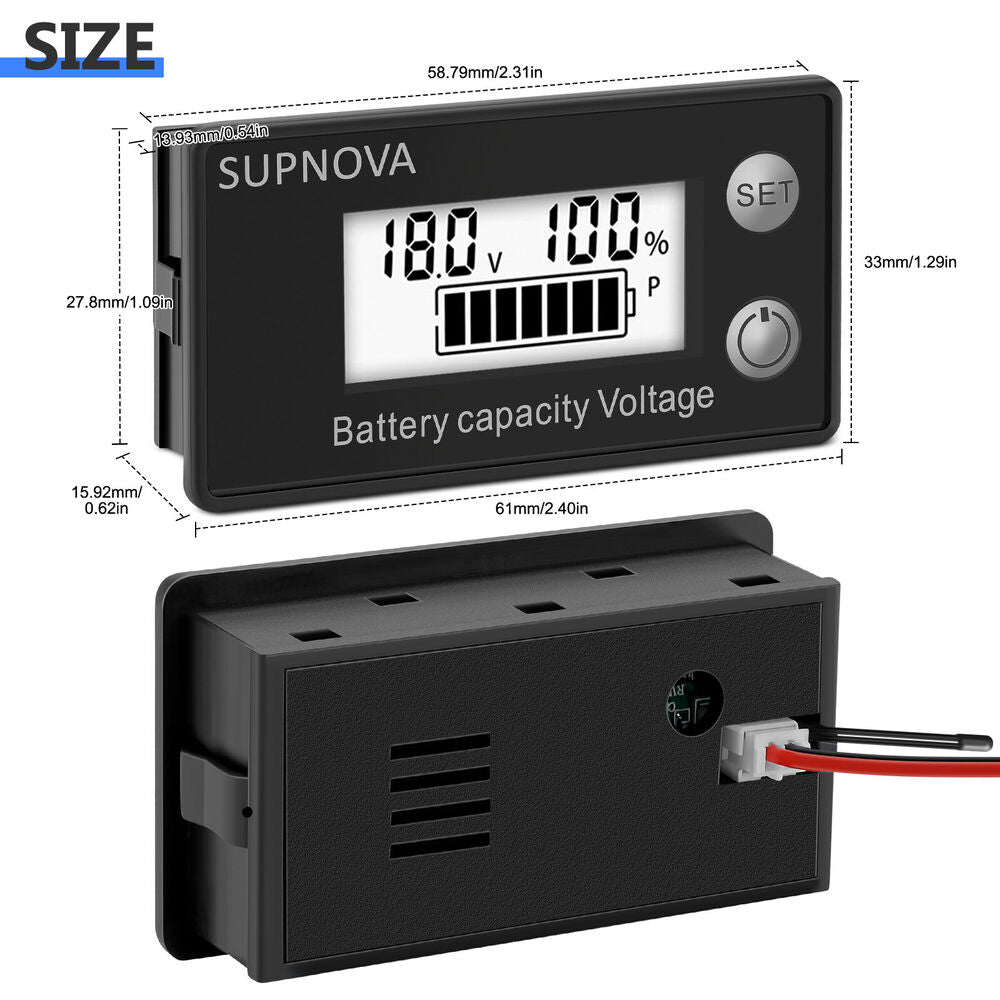 Battery Capacity Indicator Monitor Voltmeter Lithium Voltage Meter Tester Gauge