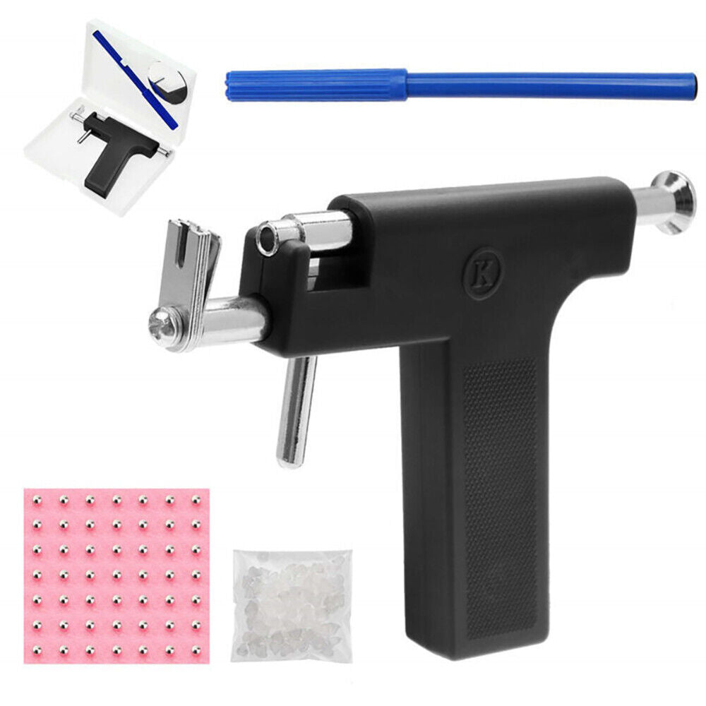 Professional Ear Piercing Gun Body Nose Navel Tool Kit Jewelry with 98 Studs DIY