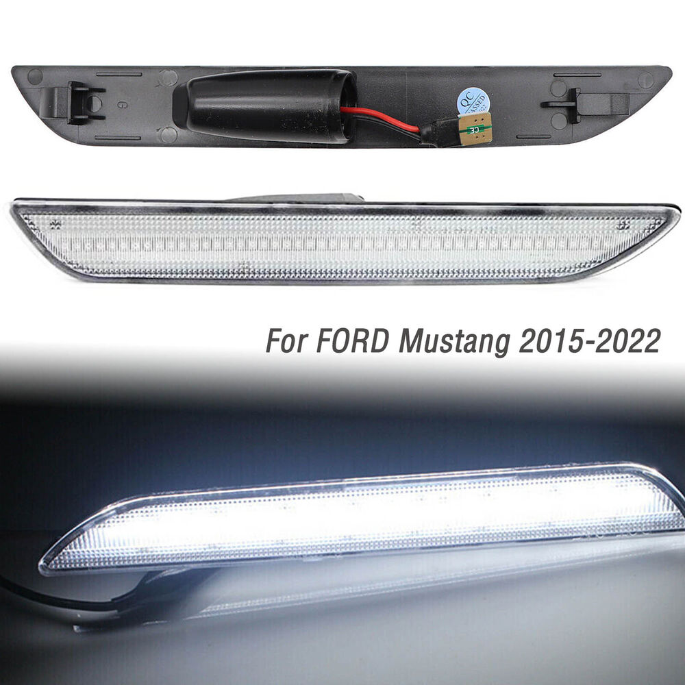 2x For 2015- 2020 Ford Mustang Rear LED Side-Marker Lights Bumper Lamps CLEAR Tint