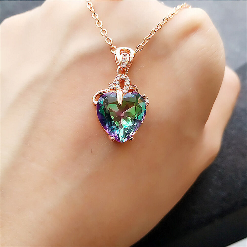 Heart Mystic Pendant Alloy Necklace Choker Chain For Women Wedding Jewelry Charm