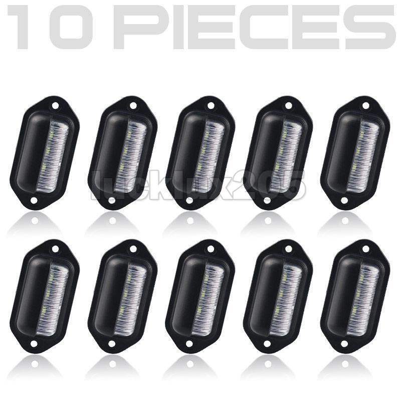 10pcs 6 LED License Number Plate Light Side Lamp for Truck SUV Trailer Lorry 12/24V