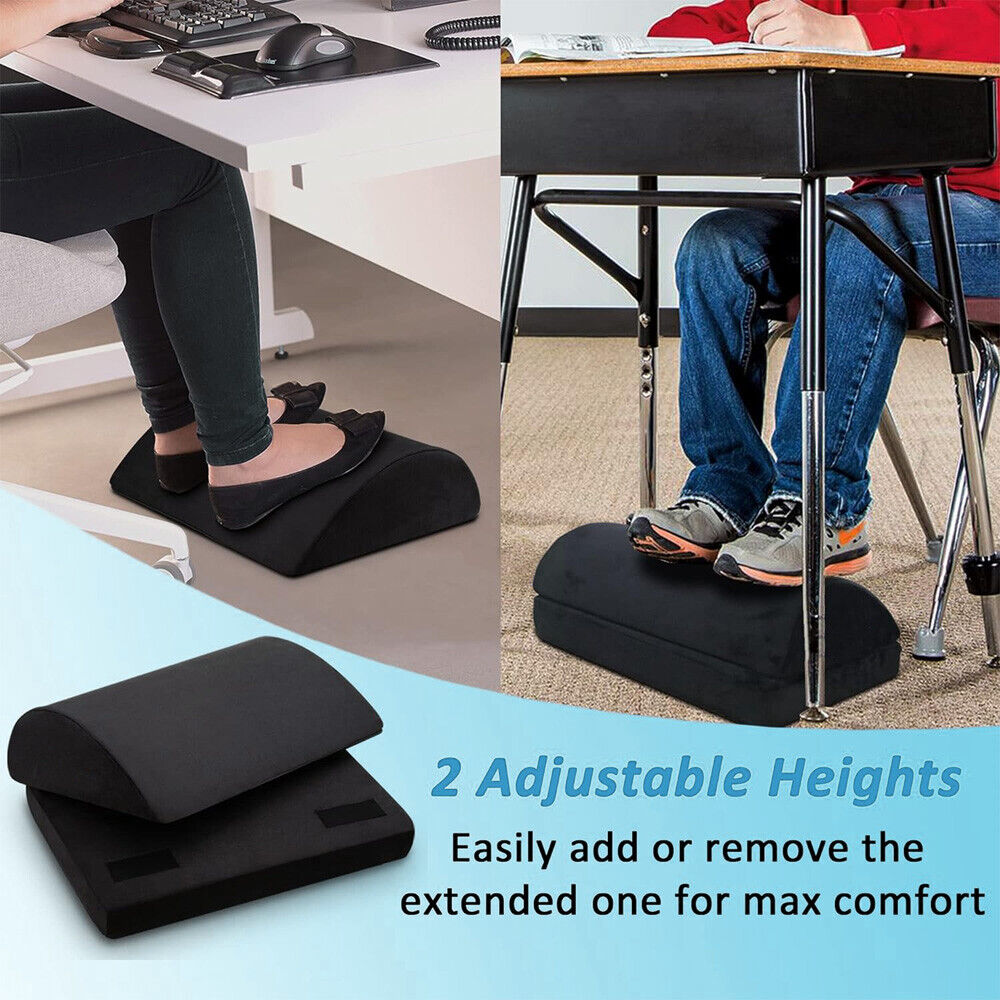 Foot Rest Stool Foot Pad Office Cushion Under Table Desk Pillow Adjustable Black