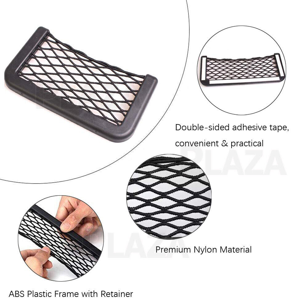 2x Car Net Storage Holder Adhesive Pocket Phone Mesh Organiser Sunglasses Pouch