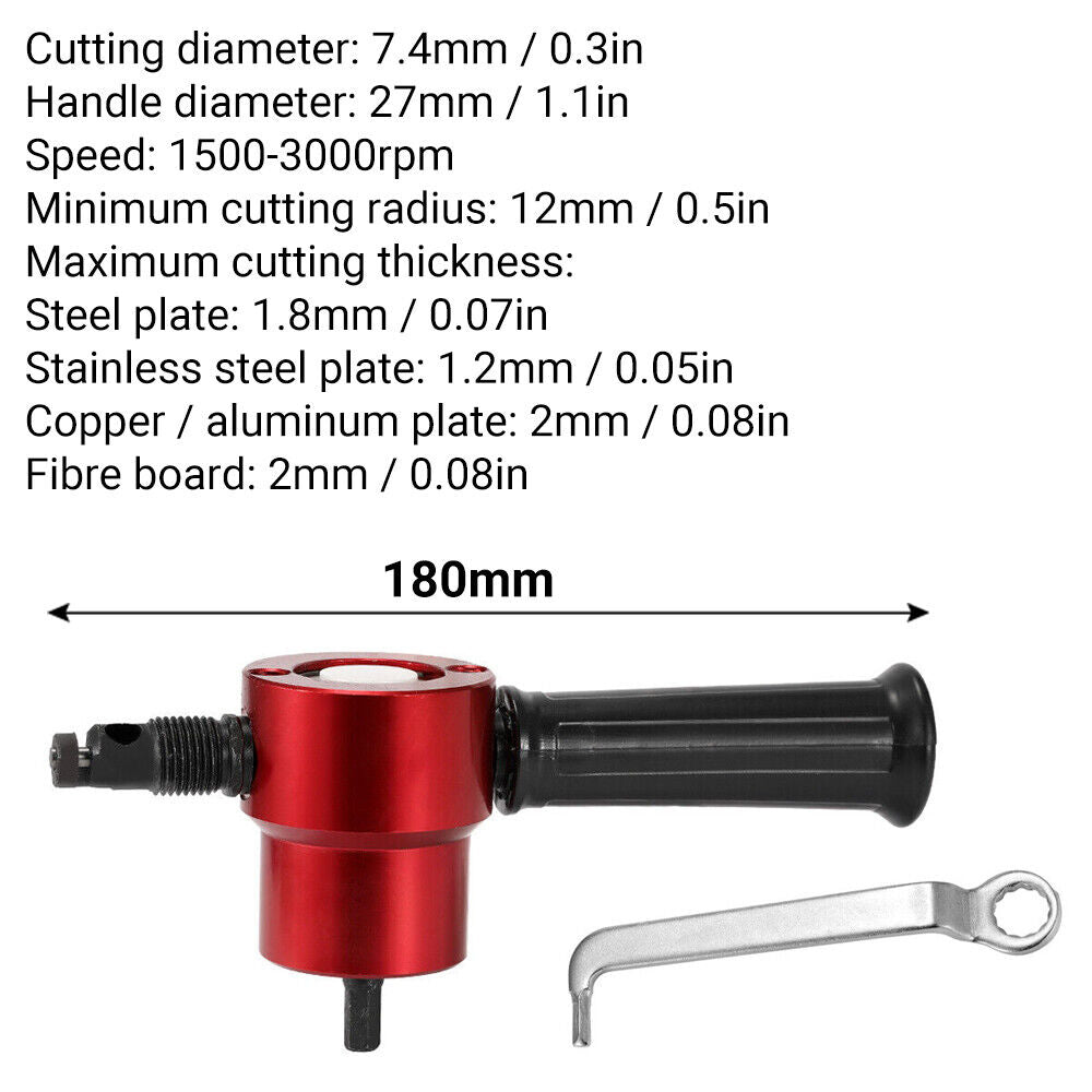 Double Head Sheet Metal Nibbler Cutter Cutting Tool Power Drill Attachment kit