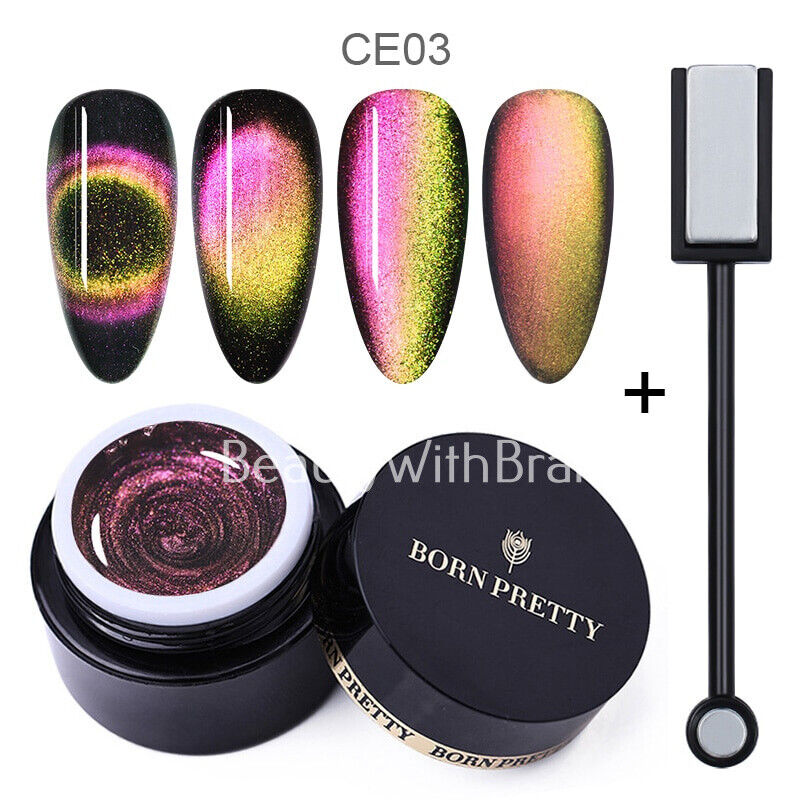 2pcs BORN PRETTY 9D Magnetic Cat Eye Gel Polish Soak Off UV Gel Nail Art Varnish