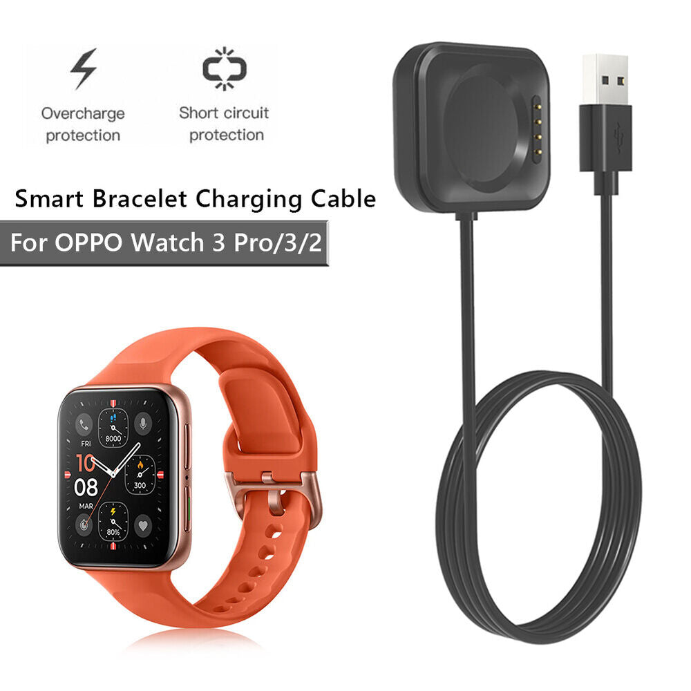 USB Magnetic Watch Charger Cable Dock for OPPO Watch 3 Pro / 3 / 2 (100cm Black)