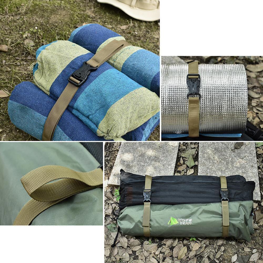 Outdoor Camping Cargo Storage Tied Belt Travel Luggage Buckle Strap (Khaki)