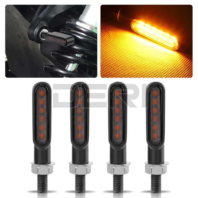 4x Universal Amber Mini 6 LED Motorcycle Indicators Turn Signal Blinkers Lights