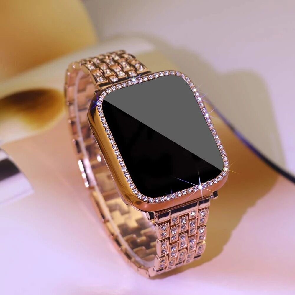 For Apple Watch SE 40mm 44mm 41mm 45mm Bling Diamond Case With Screen Protector