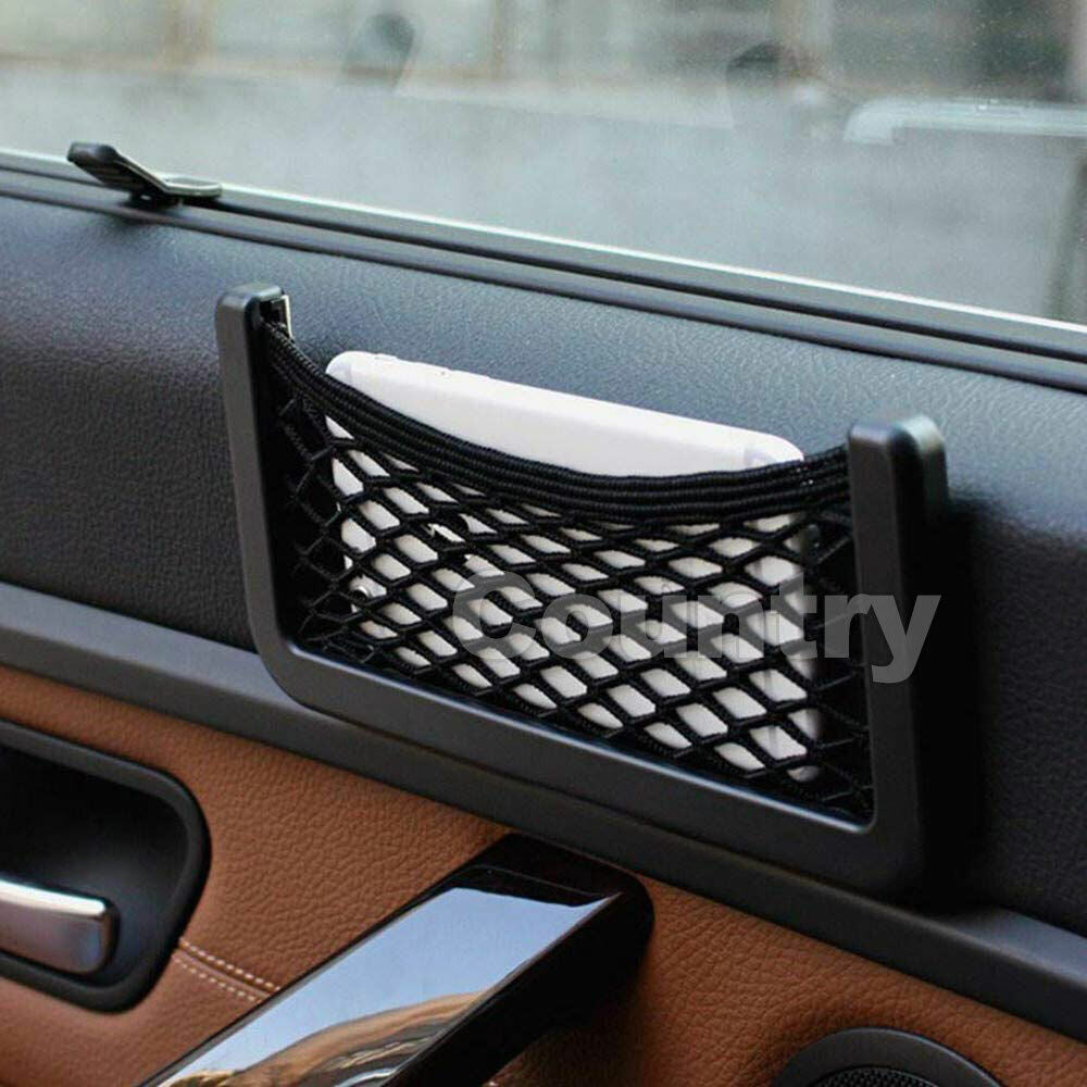 2x Medium Car Mesh Storage Holder Adhesive Net Pocket Phone Bag Card Black Truck