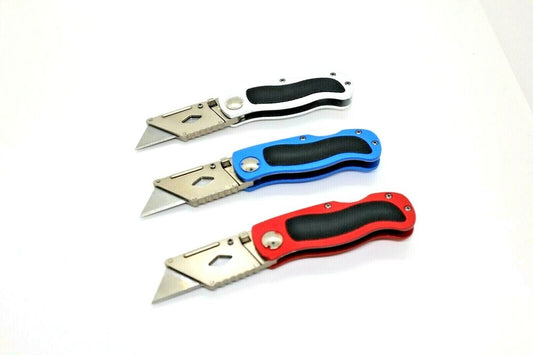 Folding Utility Knife Blades Box Cutter Pocket Knife Survival DIY Clip Light