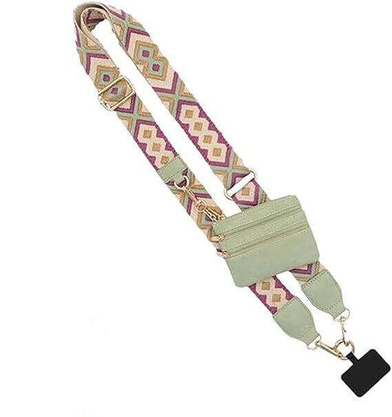 Phone Strap with Zippered Pouch,Clip and Go Strap for Phone with Wallet Crossbod