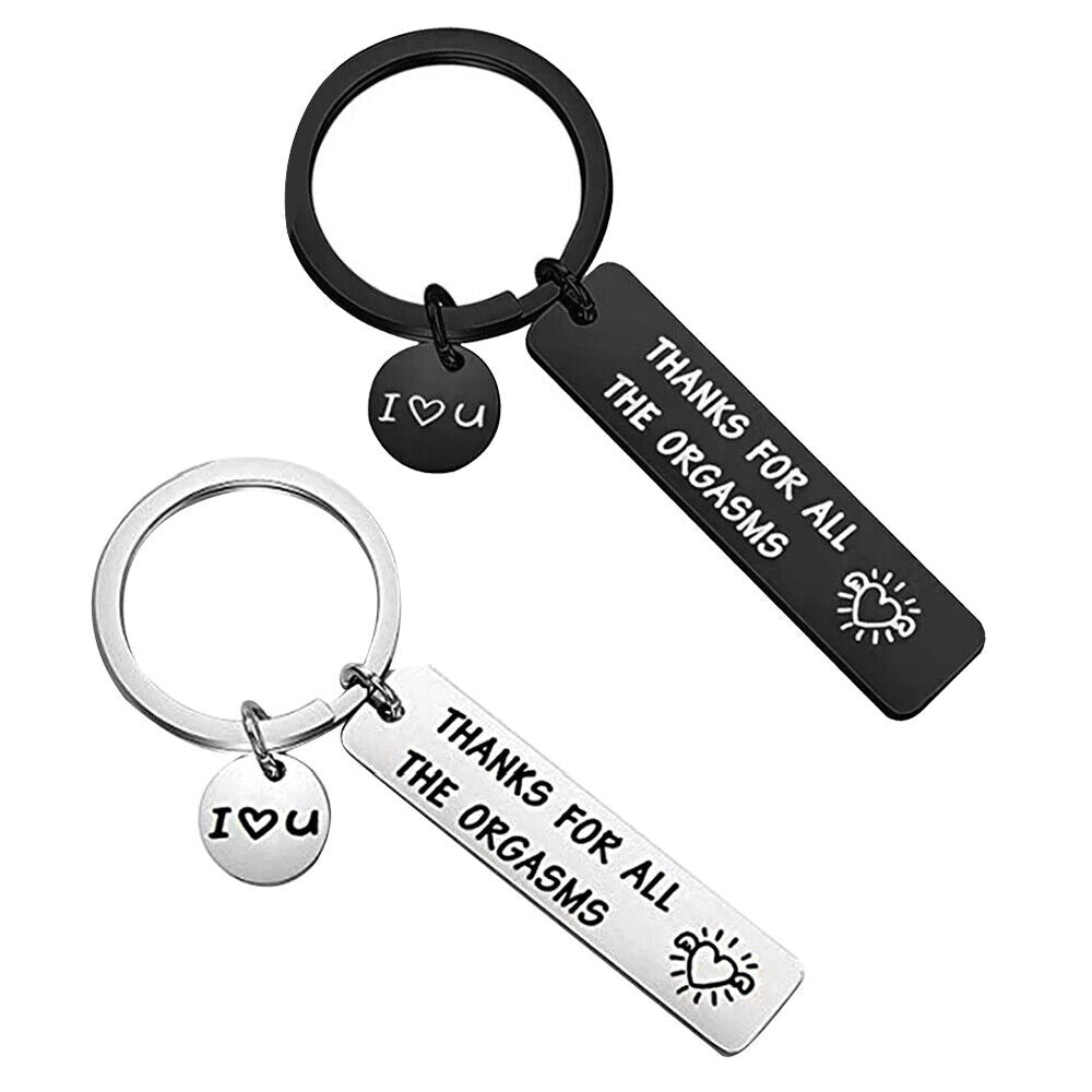 2xTHANKS FOR ALL THE ORGASMS FUNNY FRIENDS COUPLE GIFT KEY RING KEYCHAIN KEYRING