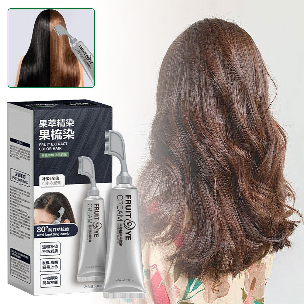 Universal Fruit Dyeing Hair Cream with a Comb Plant Essence Hair Dye Hair Dye