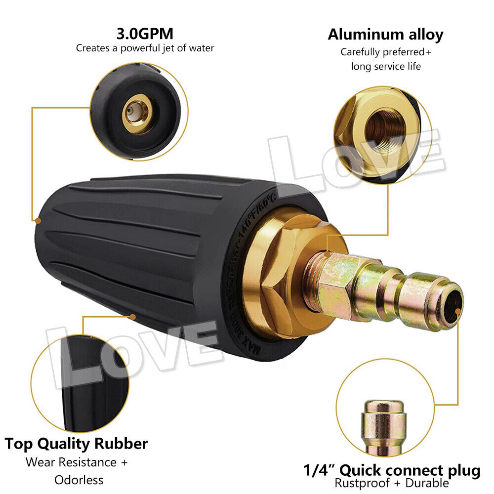 4000PSI High Pressure Washer Turbo Head Nozzle Pressure Water Cleaner 1/4''