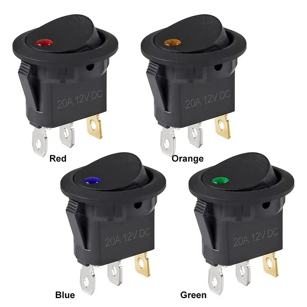 4Pcs Rocker Button with LED Light Useful DC 12V 20A Toggle Buttons for Boat Car