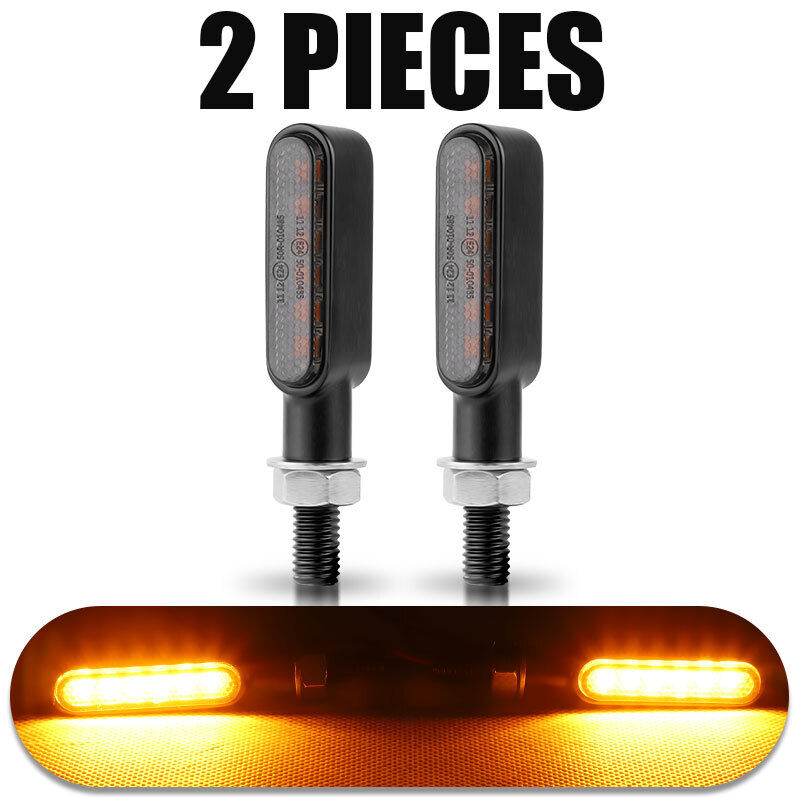 2x Mini Amber Motorcycle Indicators Motorbike 6 LED Turn Signal Blinkers Light