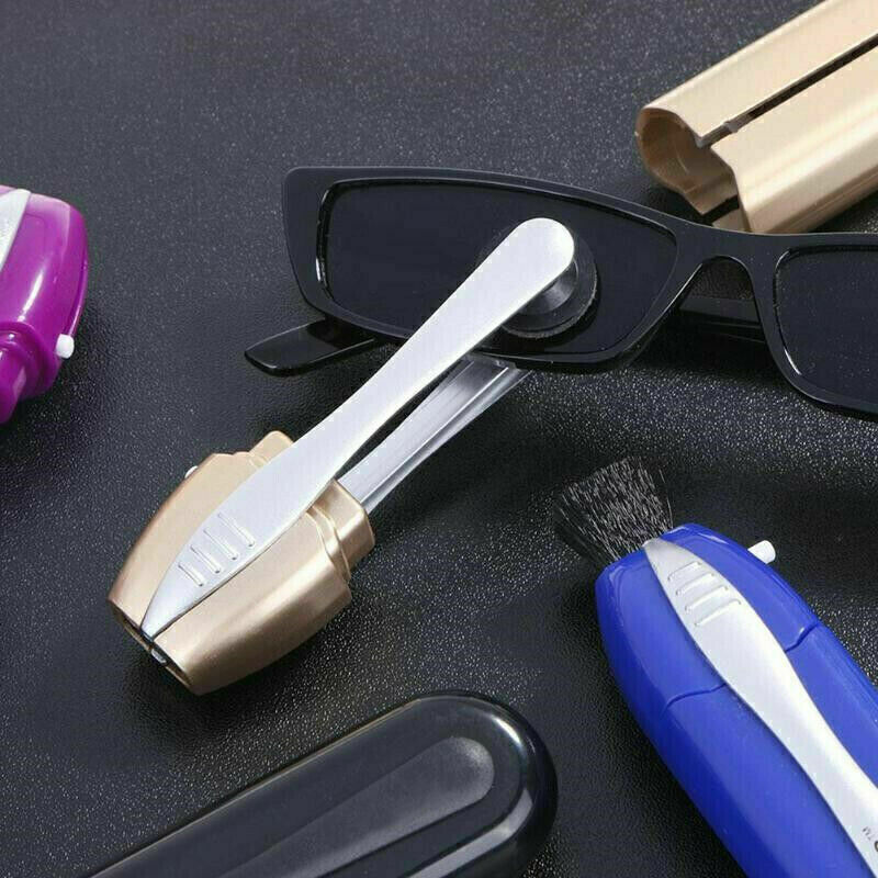 Portable Best Eyeglass Sunglass Glasses Lens Cleaner Brush Tool All In One