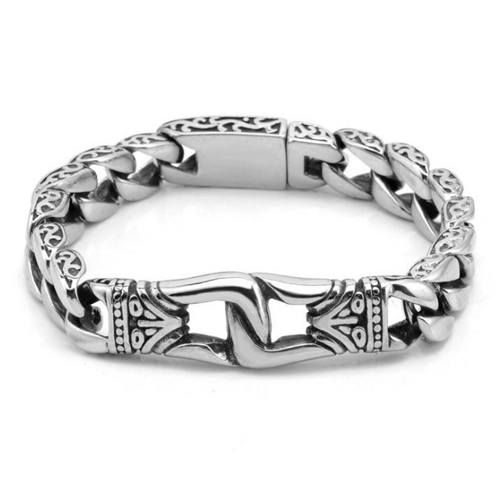 Men's Stainless Steel Polished Silver Heavy Huge Curb Link Chain Bracelet Bangle