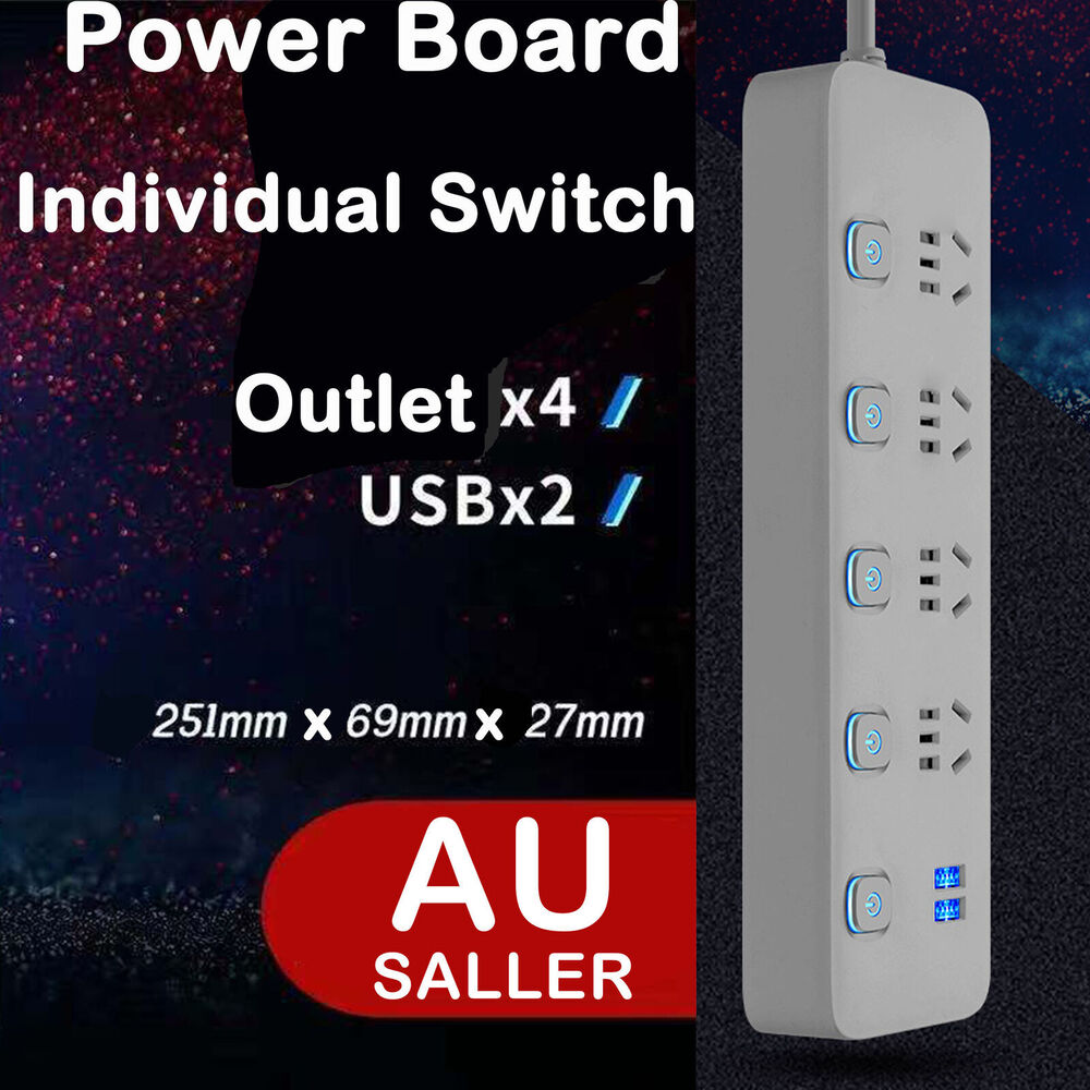 USB Charging Power Board 2/4 Way Outlet Socket Charger Ports Surge Protector New