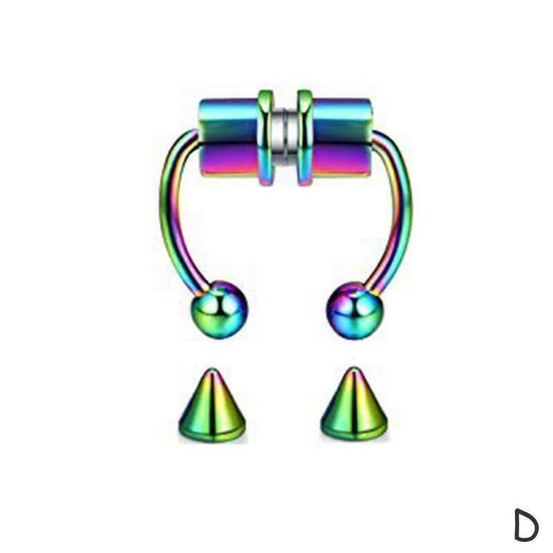 Non-Piercing Magnetic Fake Septum Nose Ring Segment Helix Tragus Faux Clicker