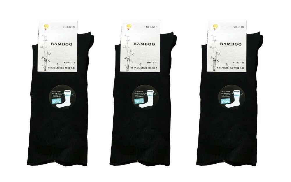 3 pairs BAMBOO LOOSE TOP SOCKS SIZE 7-11 Medical Diabetic Comfort Loosetop Mens Womens