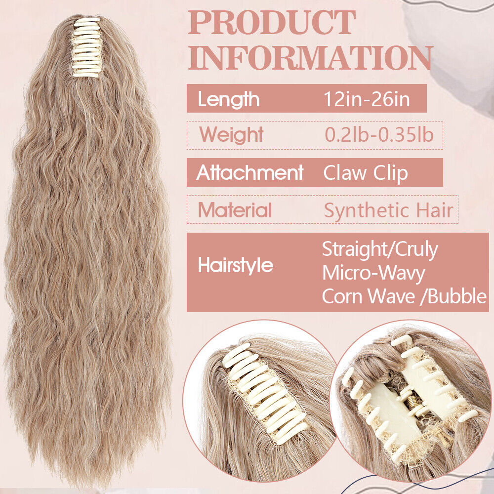 Long Thick Natural Claw Ponytail Clip Hair Extensions Pony Tail As Human Real