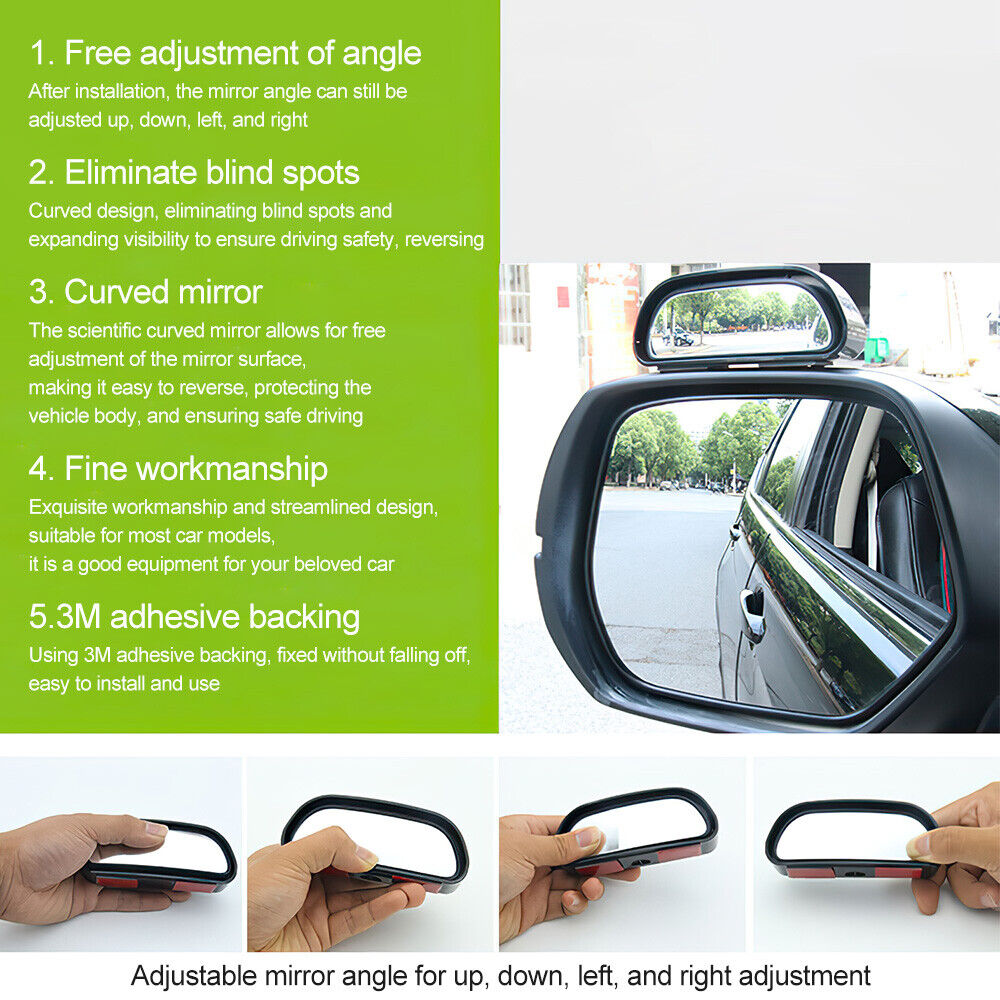 2x Adjustable Wide Angle Blind Spot Mirror for Driving Parking Safety Universal