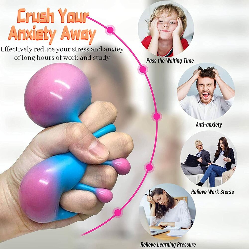 4pcs Squishy Stress Balls DNA Sensory Squeeze Fidget Toys Set for Anxiety Autism ADHD