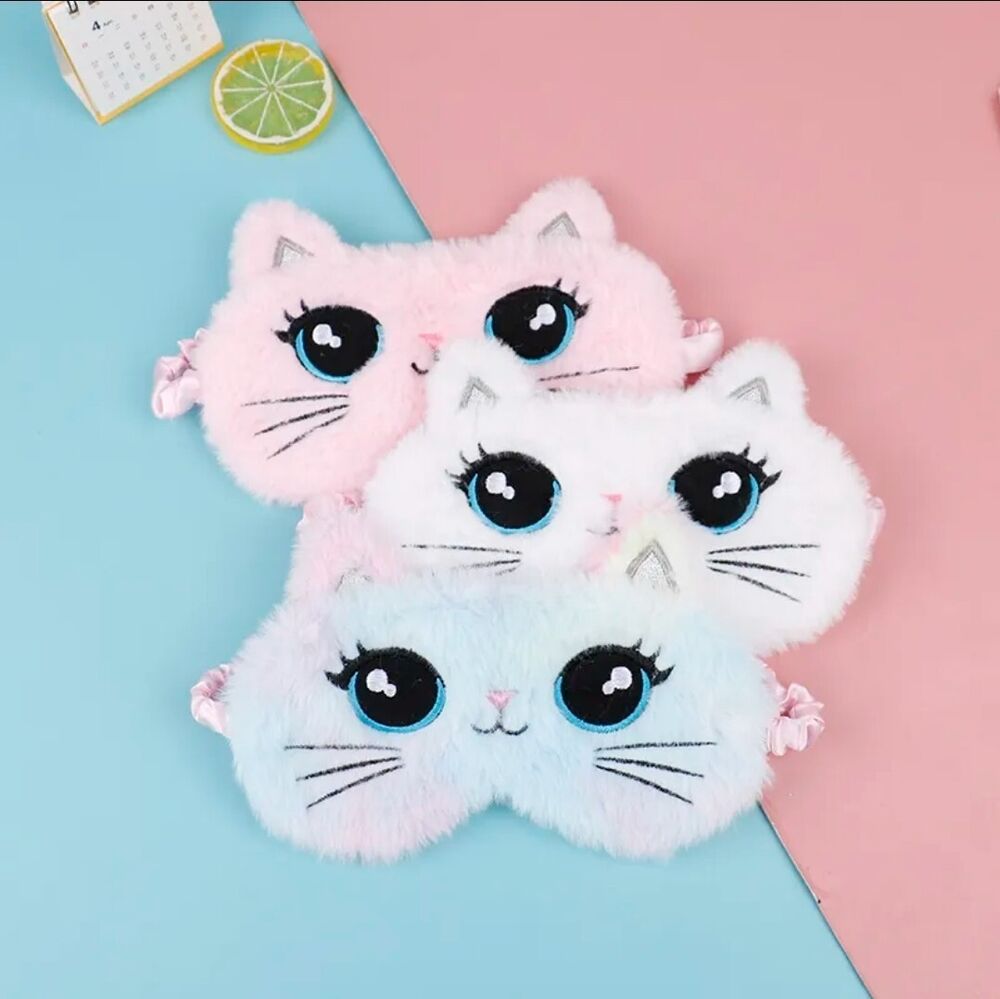 Plush Big Eyes Sleeping Eyepatch Kids Cute Cat Shading Eye Mask For Travel Rest