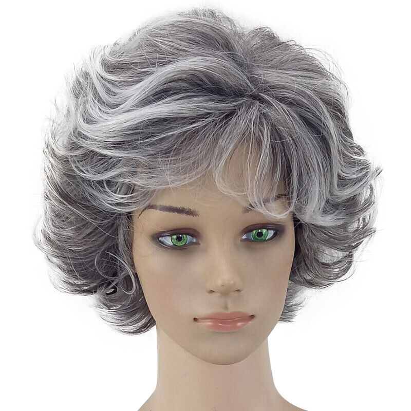 Grandmother Wig Grey Silver Curls Grandma Granny Old Lady Woman Costume Party