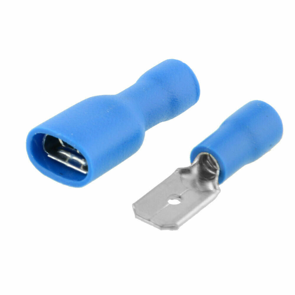 100PCS Insulated Spade Electrical Wire Connectors Splice Crimp Terminal Kit Blue