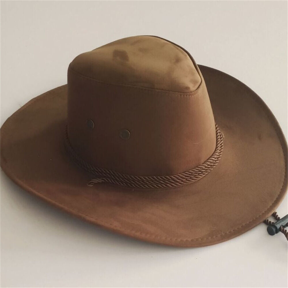 Unisex Men Women Cowboy Country Caps Jazz Farmer Suede Western Headwear Cap Hat