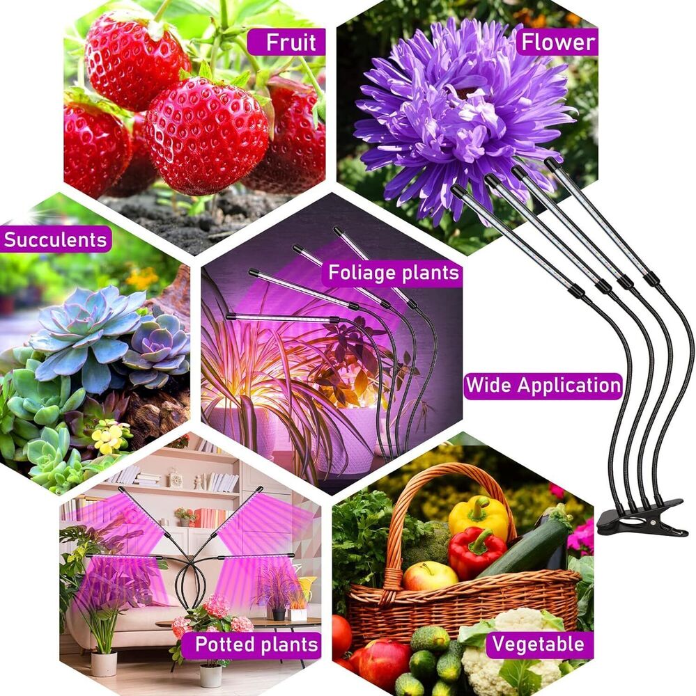 LED USB Plant Grow Light Indoor Growing Lamp Full Spectrum Dimmable 1/2/3/4 Head