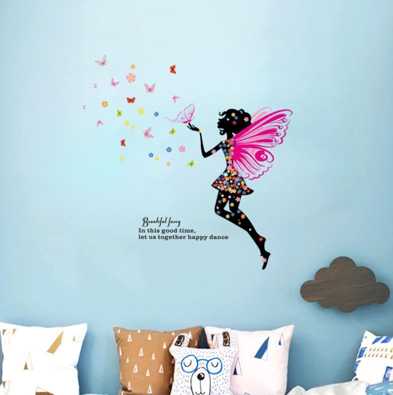 Wall Stickers Removable Fairy Wing Girl Butterfly Kids Mural Room Decal Romantic