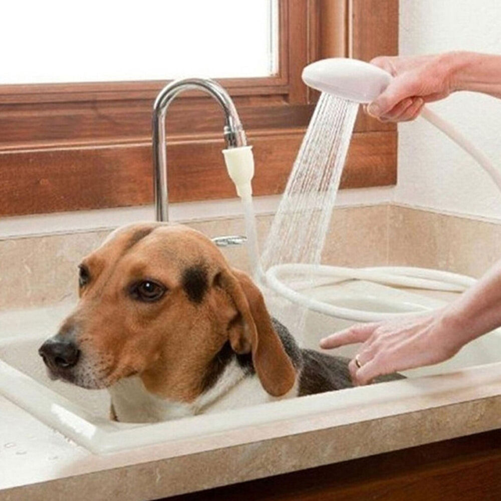 Pet Shower Spray Hose Single Tap Sink Bath Washing Holder Dog Head Attachment