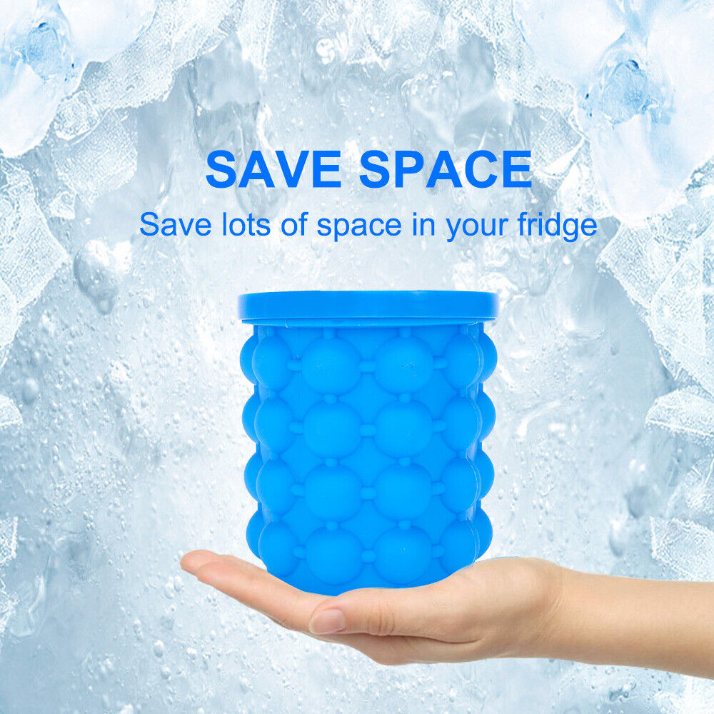 Silicone Ice Bucket Cube Maker Space Saving Revolutionary Drink Holder Picnic