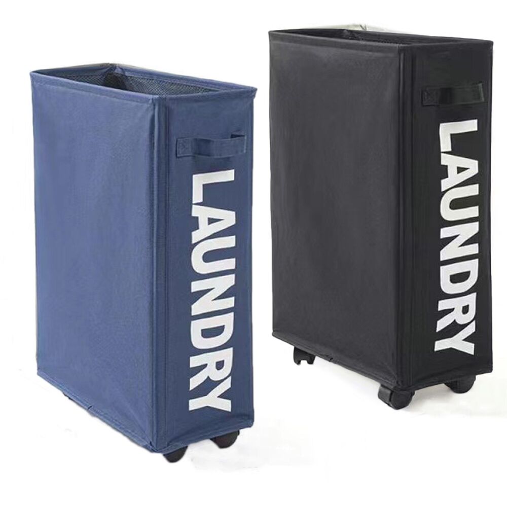 Moveable Laundry Washing Clothes Storage Foldable Bag Hamper Basket Organiser