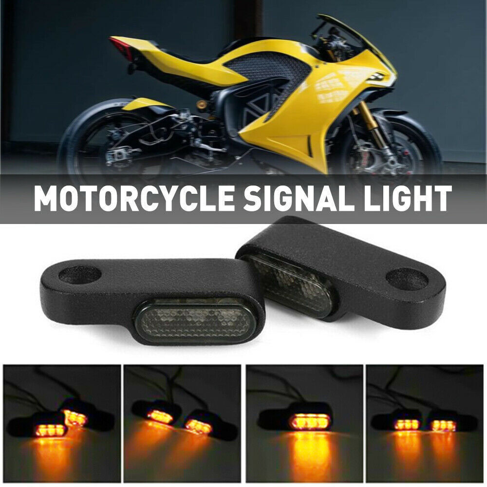 2X Motorcycle Bullet Mini Turn Signal Light Amber LED Indicator Lamp For Harley