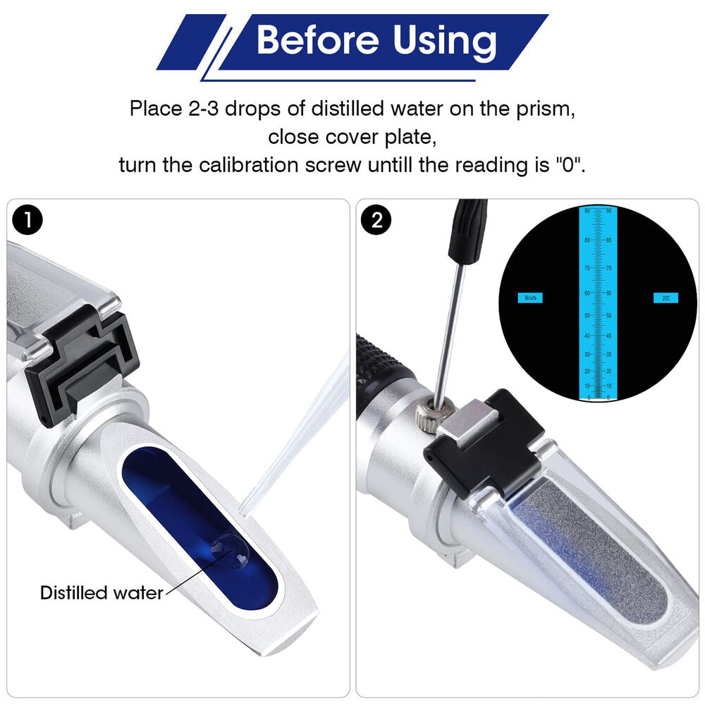 Portable Handheld 0-90% Brix Refractometer Sugar Content Measurement Test Meter