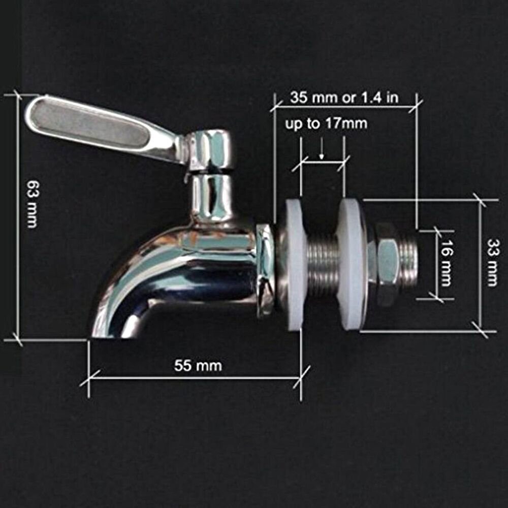 2x Stainless steel Spigot Tap Faucet 16mm Wine Barrel Drink Beverage Dispenser HOT