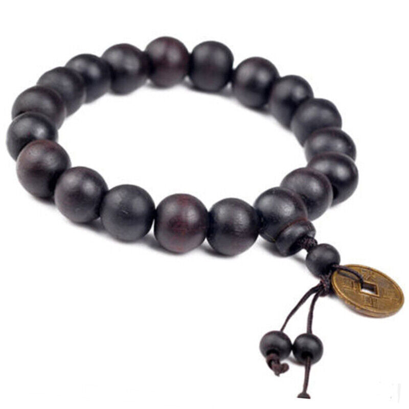 Men's Wooden 12MM Buddha Buddhist Prayer Beads Tibet Mala Bracelet N4E4